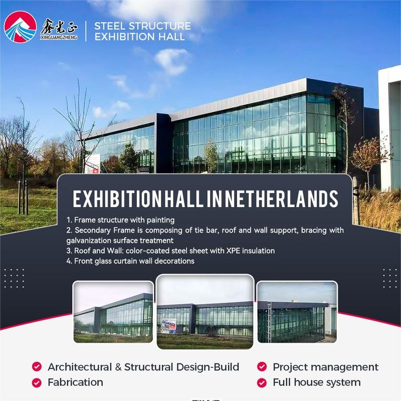 Installation facile Taille personnalisable Coût abordable Hall d'exposition en structure d'acier