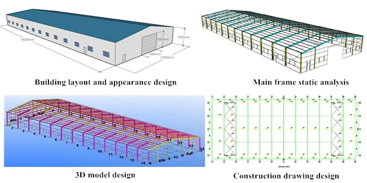 Structure en acier Hangar préfabriqué galvanisé à chaud bâtiment d'entrepôt 3
